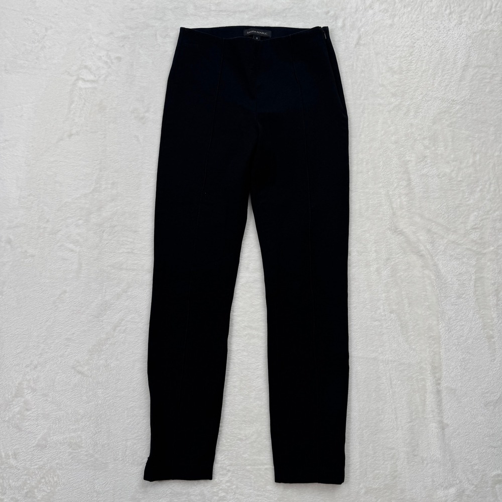 Banana Republic Skinny Pants Womens 0 Black Zip Front Seam Ankle Zip Stretch